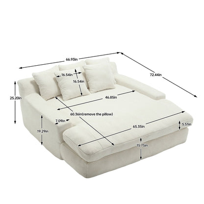 2-seater lazy sofa With 5 back pillows,Comfy Sofa- Deep Seat Couch for Living Room