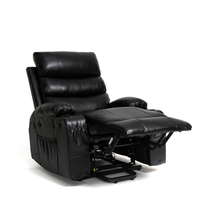 21 inch Seat Width Large Electric Power Lift Recliner for Elderly 8 Point Massage Lumbar Heat Remote Side Pockets Cup Holders