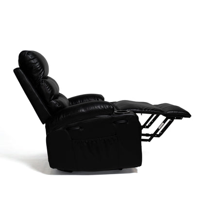 21 inch Seat Width Large Electric Power Lift Recliner for Elderly 8 Point Massage Lumbar Heat Remote Side Pockets Cup Holders