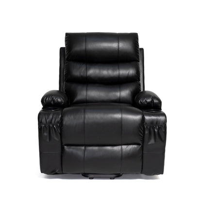 21 inch Seat Width Large Electric Power Lift Recliner for Elderly 8 Point Massage Lumbar Heat Remote Side Pockets Cup Holders
