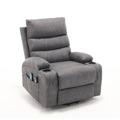 21W Large Size Electric Power Lift Recliner,8 Point Vibration Massage And Lumber Heat,Remote Control,Side Pockets,Cup Holders