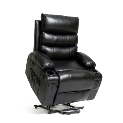 21W Large Size Electric Power Lift Recliner,8 Point Vibration Massage And Lumber Heat,Remote Control,Side Pockets,Cup Holders