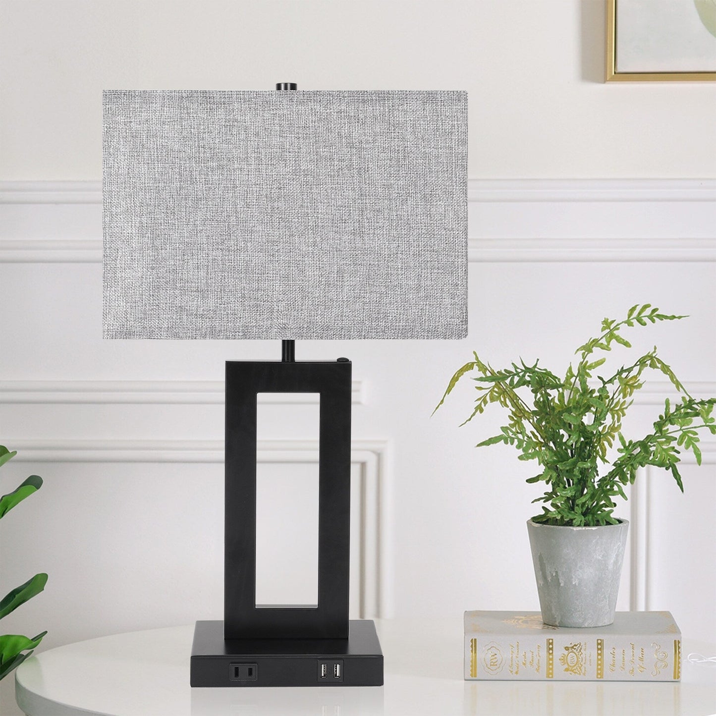 22 Gray USB Table Lamp Set With Touch Control