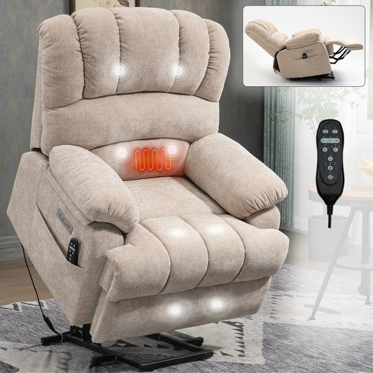High Back Large Size Chenille Power Lift Recliner Chair