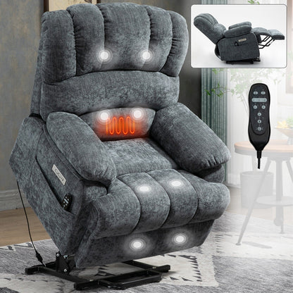 High Back Large Size Chenille Power Lift Recliner Chair