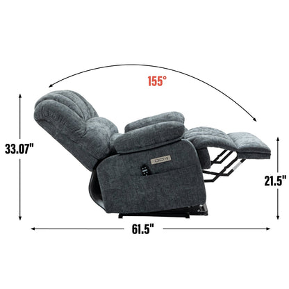 23 Seat Width and High Back Large Size Chenille Power Lift Recliner Chair with 8-Point Vibration Massage and Lumbar Heating