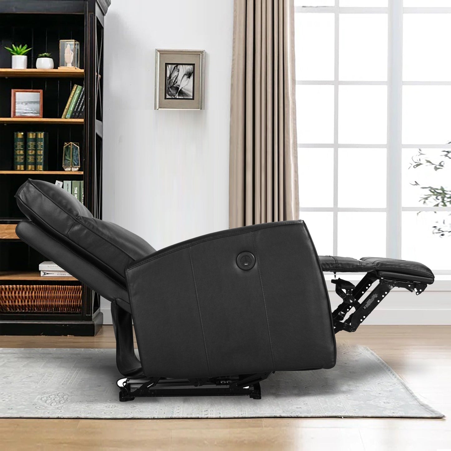 27.75 Width Genuine Leather Power Recliner Couch With USB Charger
