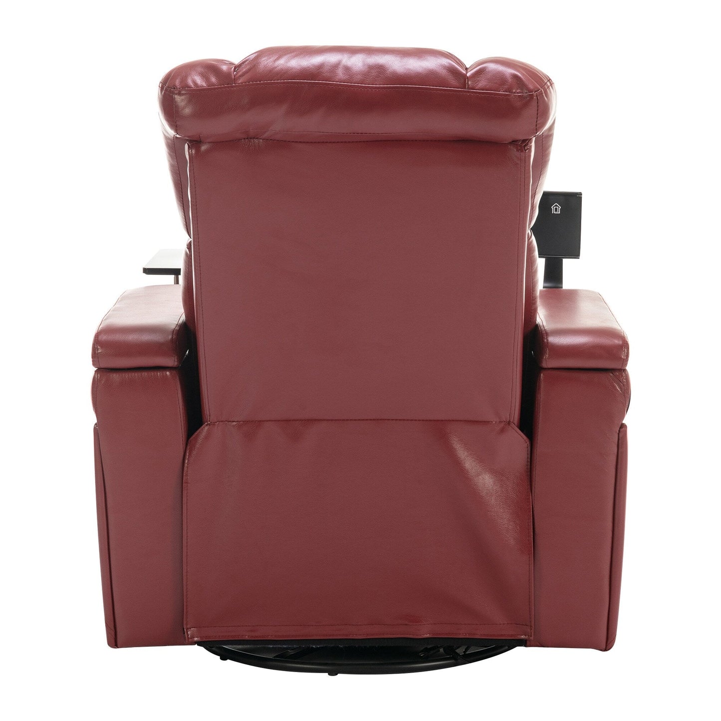 270 Degree Swivel PU Leather Power Recliner Individual Seat Home Theater Recliner with Comforable Backrest, Tray Table