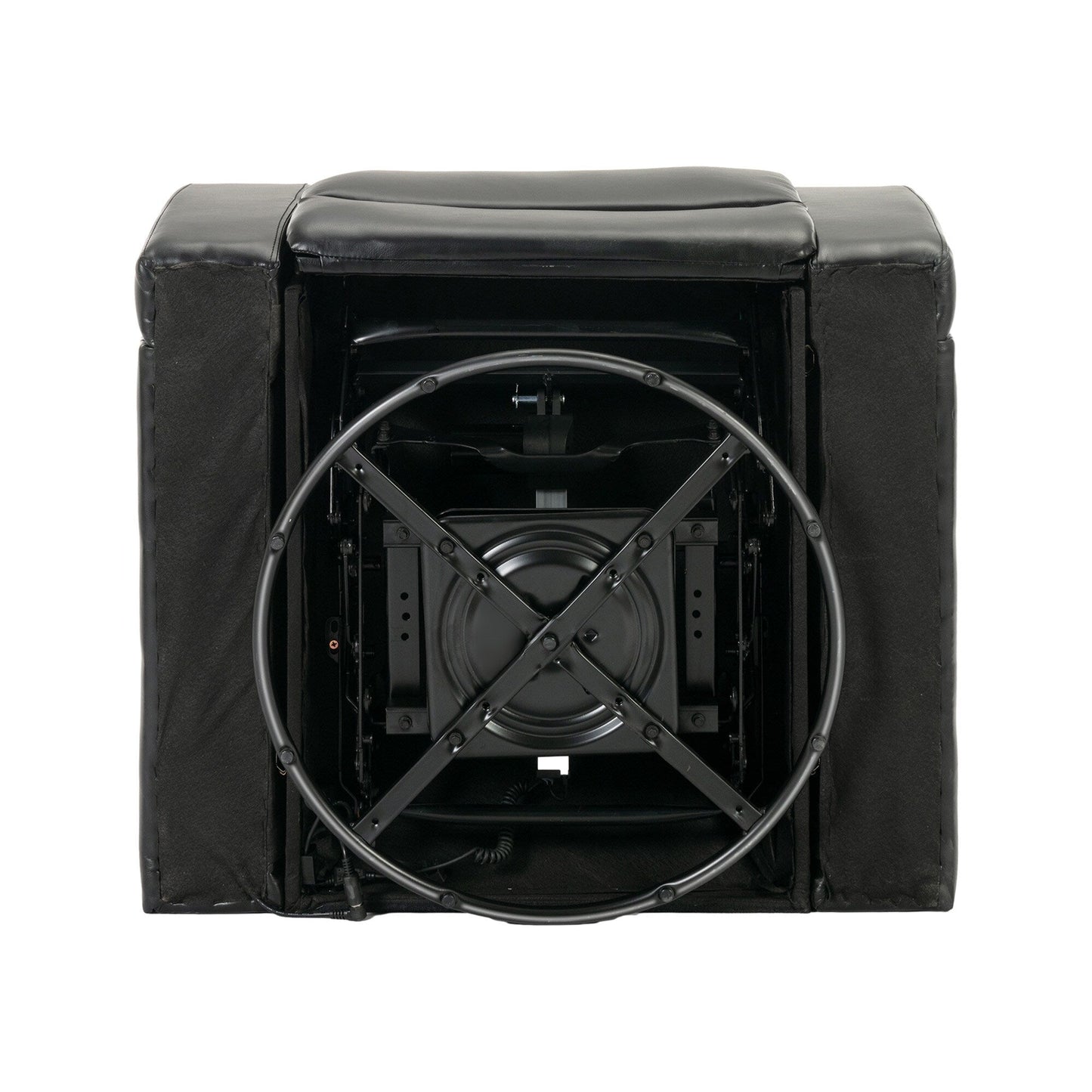 270 Degree Swivel PU Leather Power Recliner Individual Seat Home Theater Recliner with Comforable Backrest, Tray Table