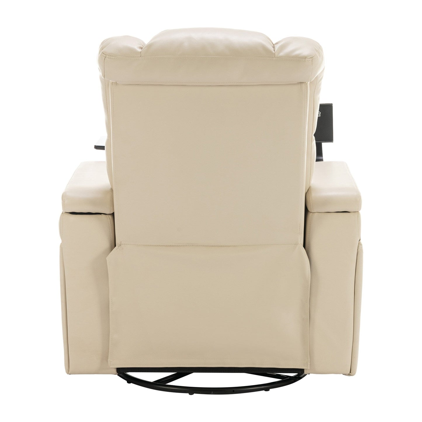 270 Degree Swivel PU Leather Power Recliner Individual Seat Home Theater Recliner with Comforable Backrest, Tray Table
