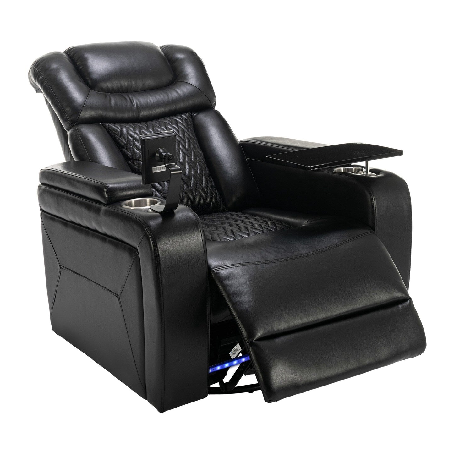 270 Degree Swivel Power Recliner Individual Seat Home Theater Recliner with Tray Table, Phone Holder, Cup Holder, USB Port