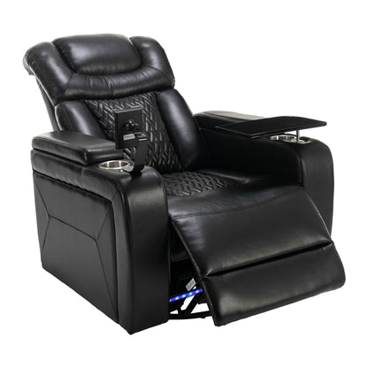 270 Degree Swivel Power Recliner Individual Seat Home Theater Recliner with Tray Table, Phone Holder, Cup Holder, USB Port