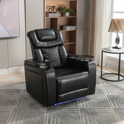 270 Degree Swivel Power Recliner Individual Seat Home Theater Recliner with Tray Table, Phone Holder, Cup Holder, USB Port