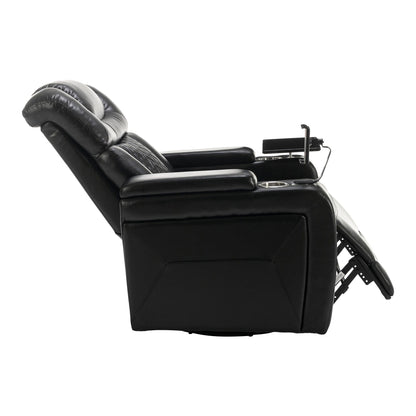 270 Degree Swivel Power Recliner Individual Seat Home Theater Recliner with Tray Table, Phone Holder, Cup Holder, USB Port