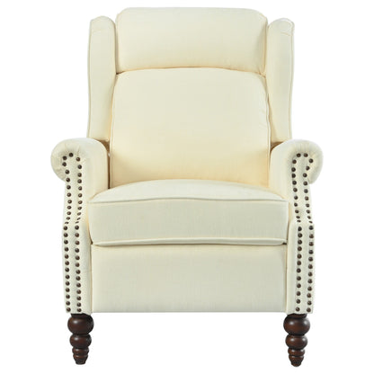 29.75 Push Back Recliner Chair Upholstered Recliner Armchair with Classic Wing Back and Solid Gourd-shaped Wooden Legs