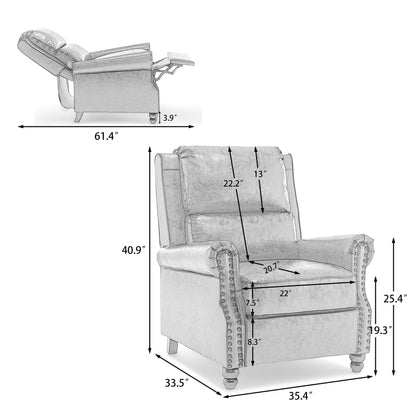 2 Set Manual Pushback Recliner Chair with Nailhead Trim