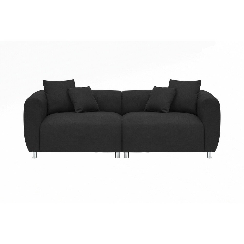 3 Seater Sofa Solid Wood Frame Couch with 4 Pillows