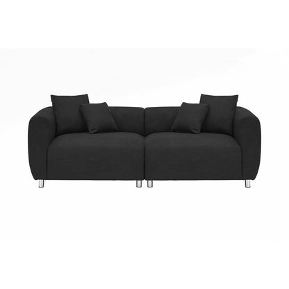 3 Seater Sofa Solid Wood Frame Couch with 4 Pillows
