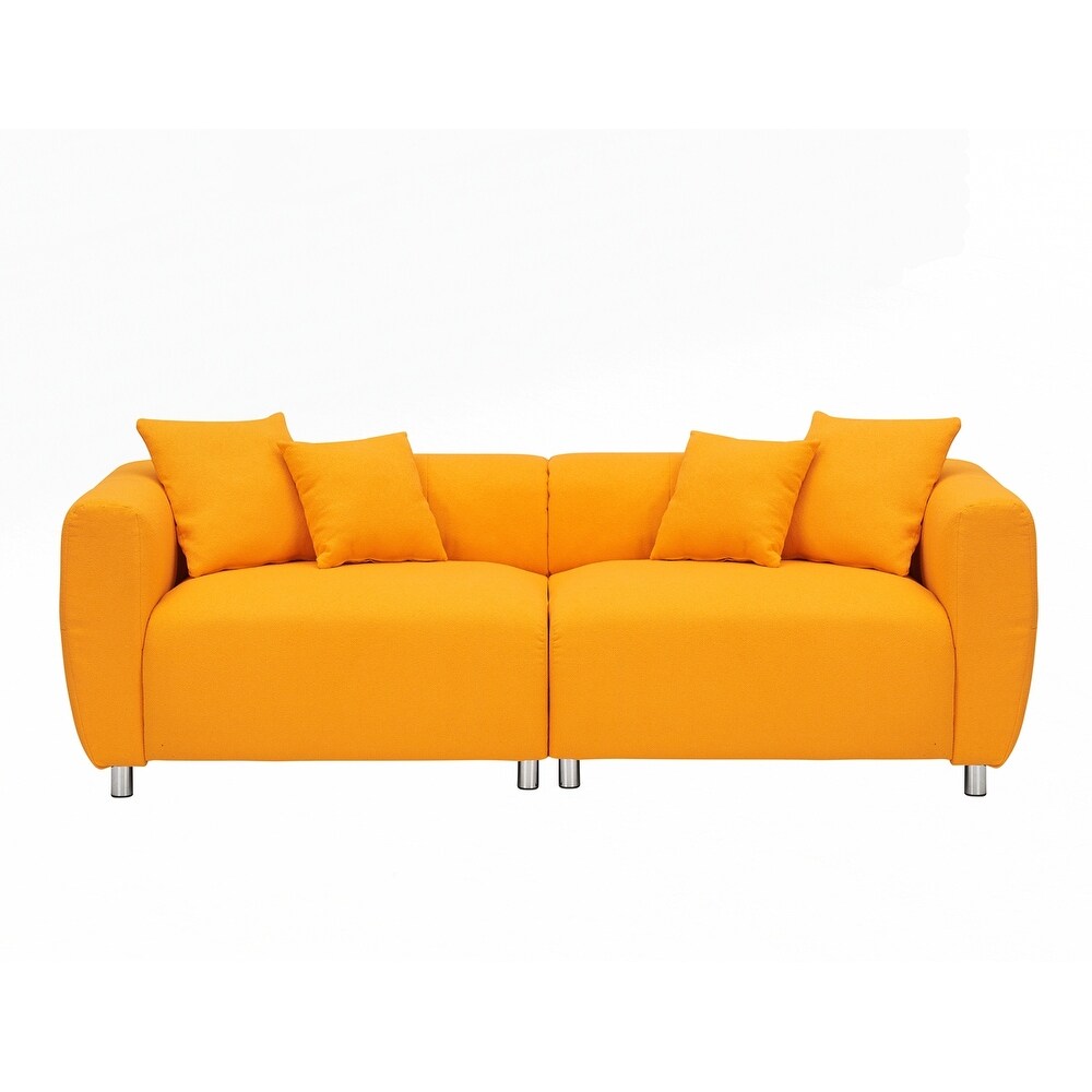 3 Seater Sofa Solid Wood Frame Couch with 4 Pillows