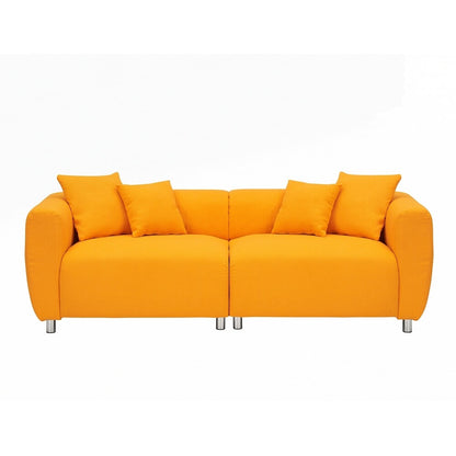 3 Seater Sofa Solid Wood Frame Couch with 4 Pillows