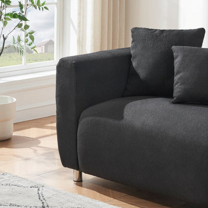 3 Seater Sofa Solid Wood Frame Couch with 4 Pillows