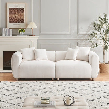 3 Seater Sofa Solid Wood Frame Couch with 4 Pillows