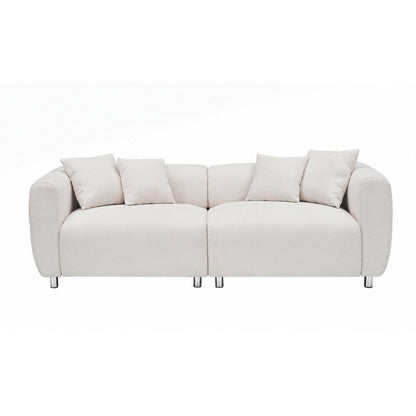 3 Seater Sofa Solid Wood Frame Couch with 4 Pillows