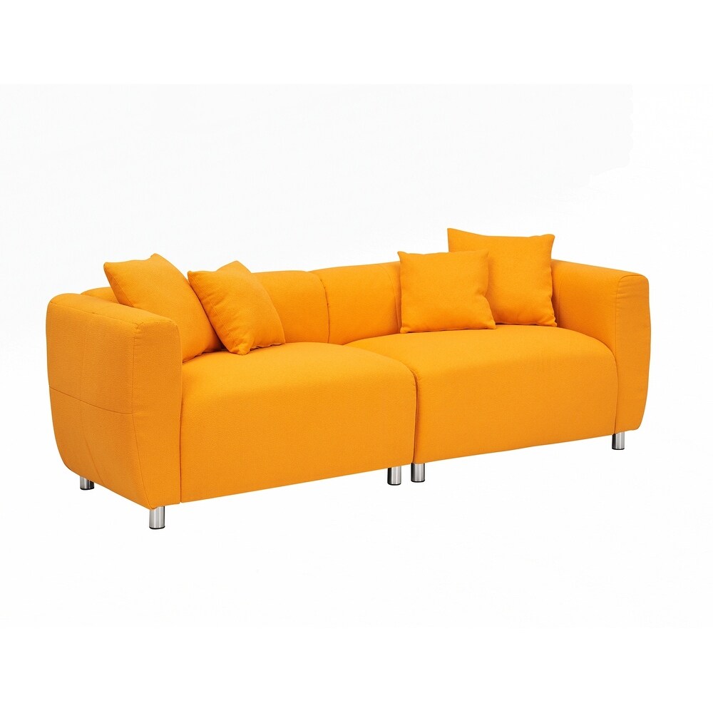3 Seater Sofa Solid Wood Frame Couch with 4 Pillows