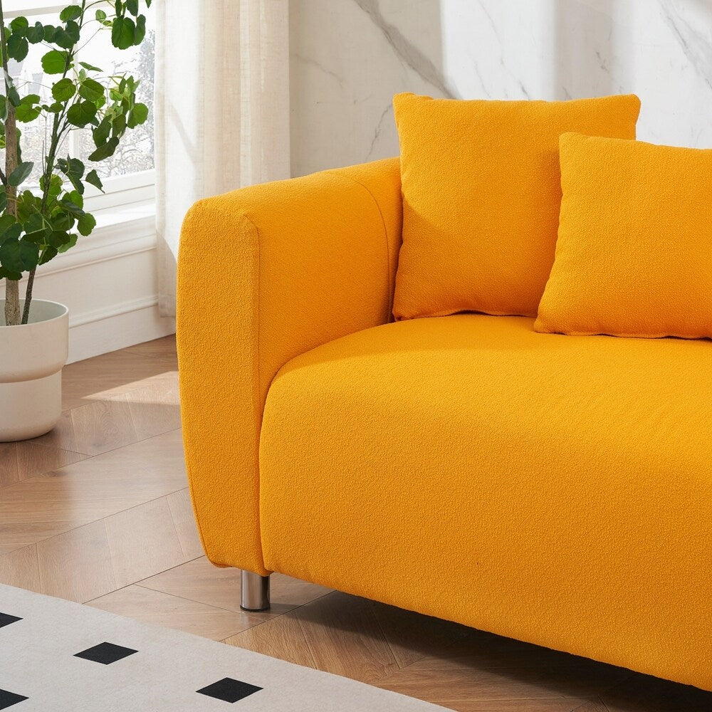 3 Seater Sofa Solid Wood Frame Couch with 4 Pillows