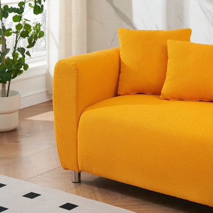3 Seater Sofa Solid Wood Frame Couch with 4 Pillows