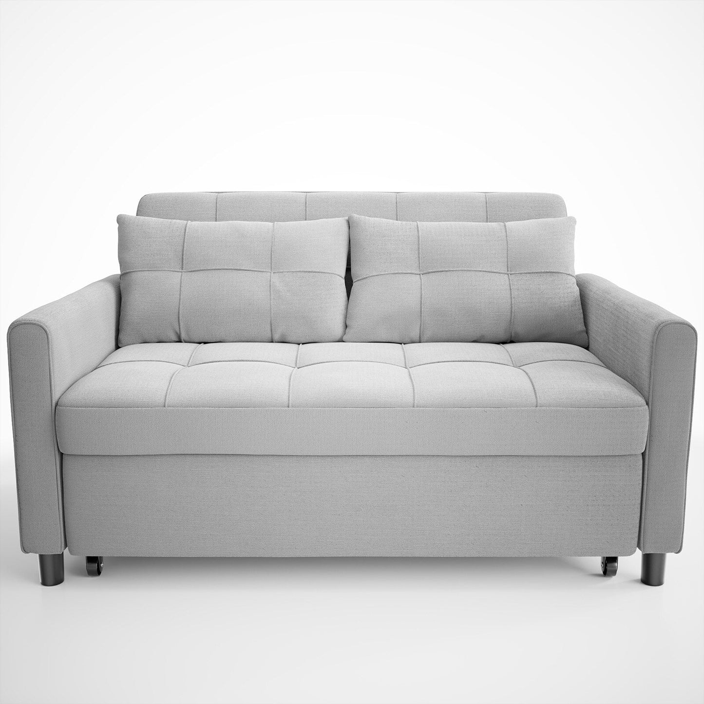 3 in 1 Convertible Sleeper Loveseat Couch, Futon Sofa Bed with Pull-Out Bed & Adjustable Backrest