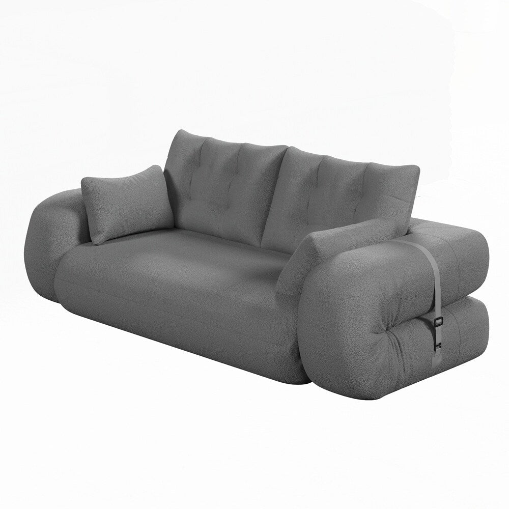 3-in-1 Teddy Fabric Foam-Filled Sleeper Sofa Bed