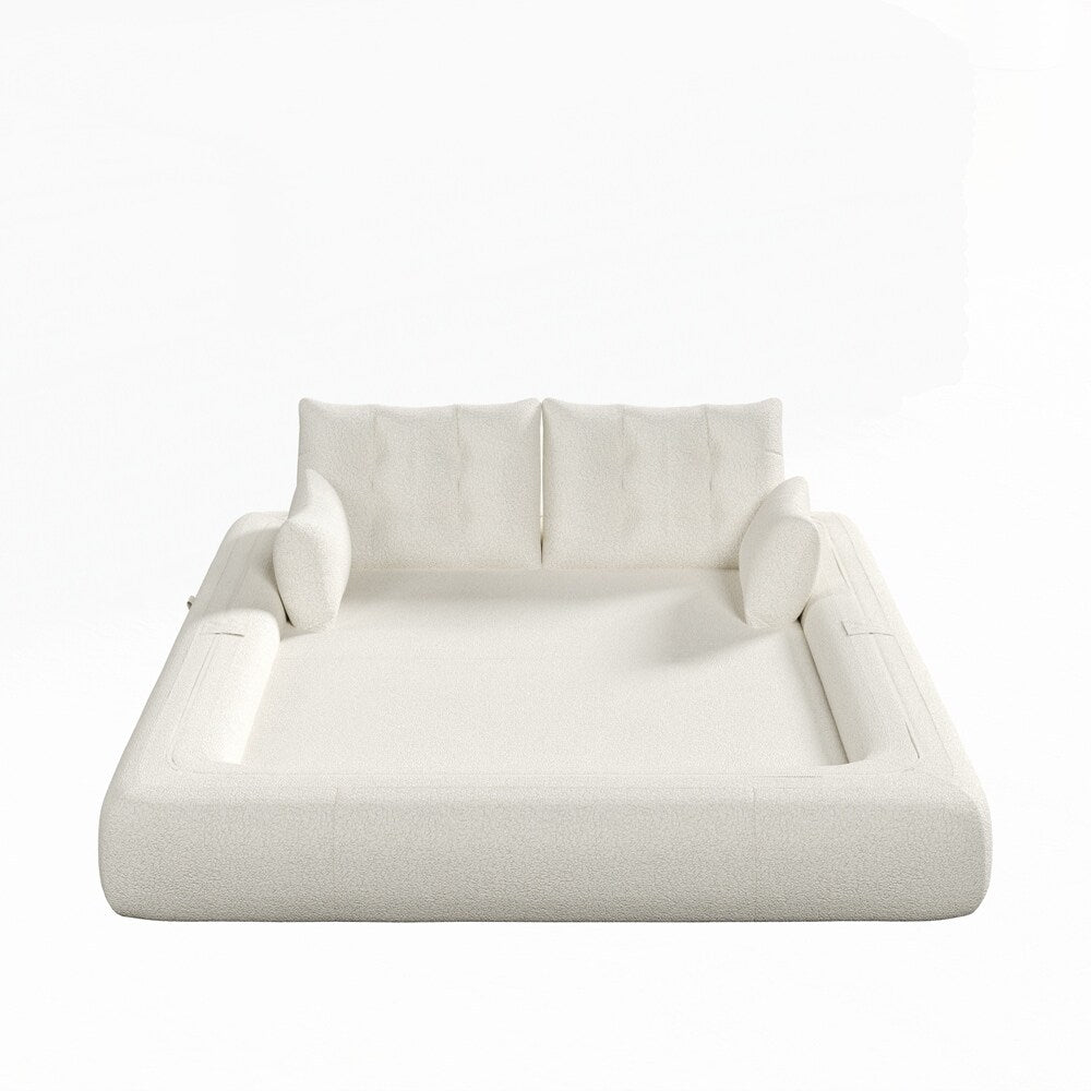 3-in-1 Teddy Fabric Foam-Filled Sleeper Sofa Bed