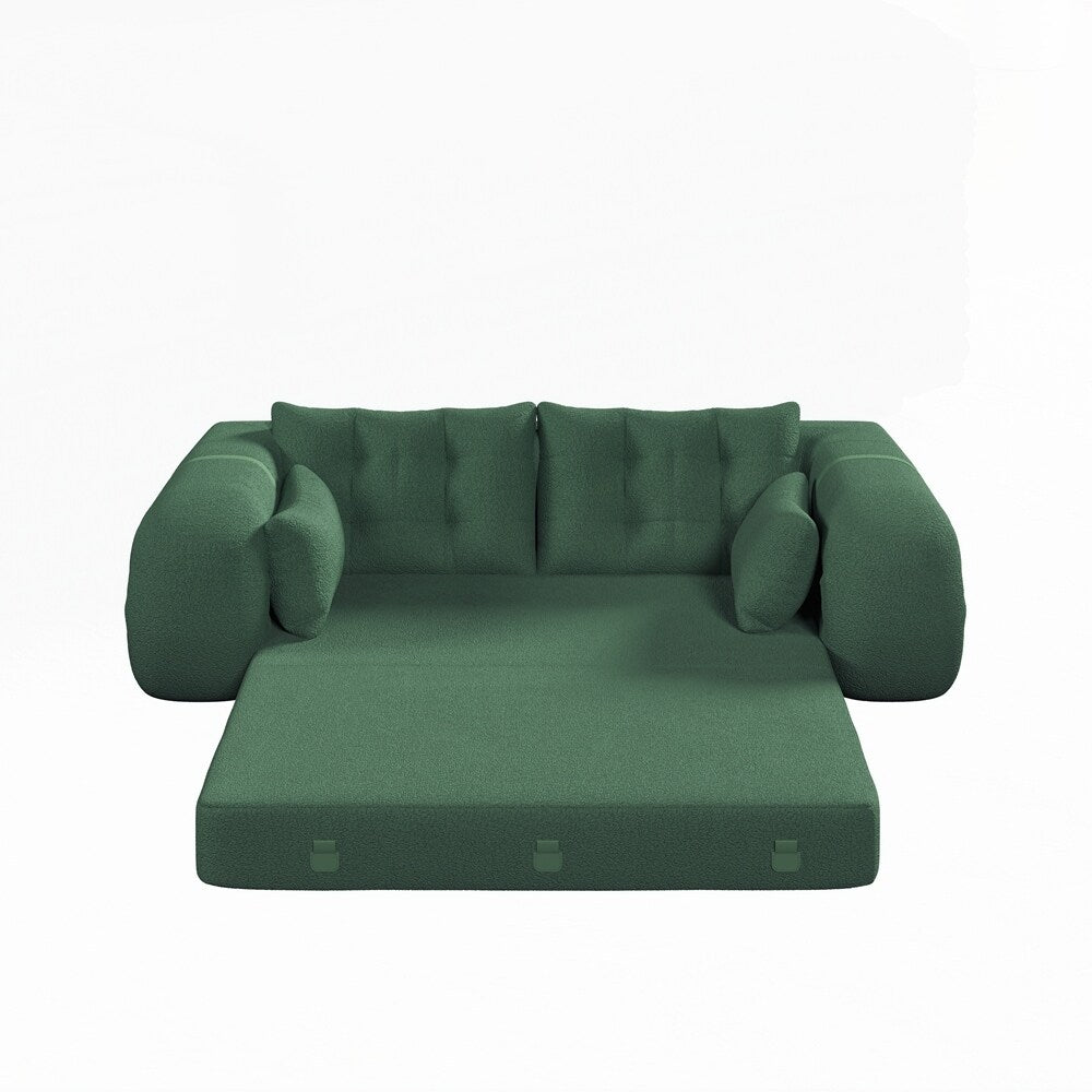 3-in-1 Teddy Fabric Foam-Filled Sleeper Sofa Bed