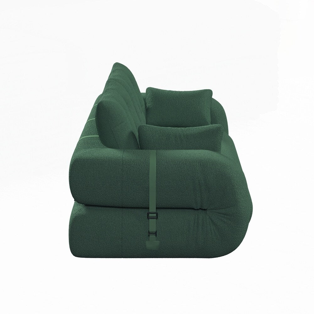 3-in-1 Teddy Fabric Foam-Filled Sleeper Sofa Bed