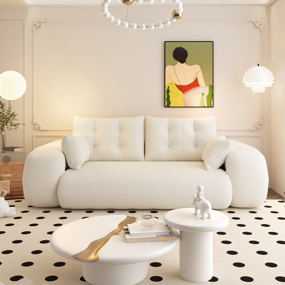 3-in-1 Teddy Fabric Foam-Filled Sleeper Sofa Bed