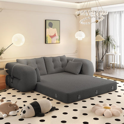 3-in-1 Teddy Fabric Foam-Filled Sleeper Sofa Bed