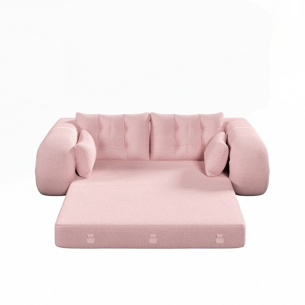 3-in-1 Teddy Fabric Foam-Filled Sleeper Sofa Bed