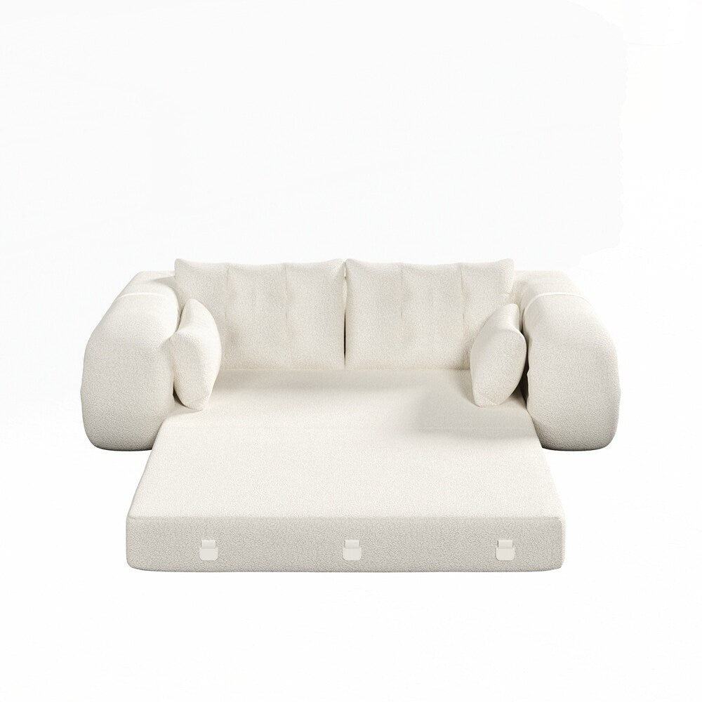 3-in-1 Teddy Fabric Foam-Filled Sleeper Sofa Bed