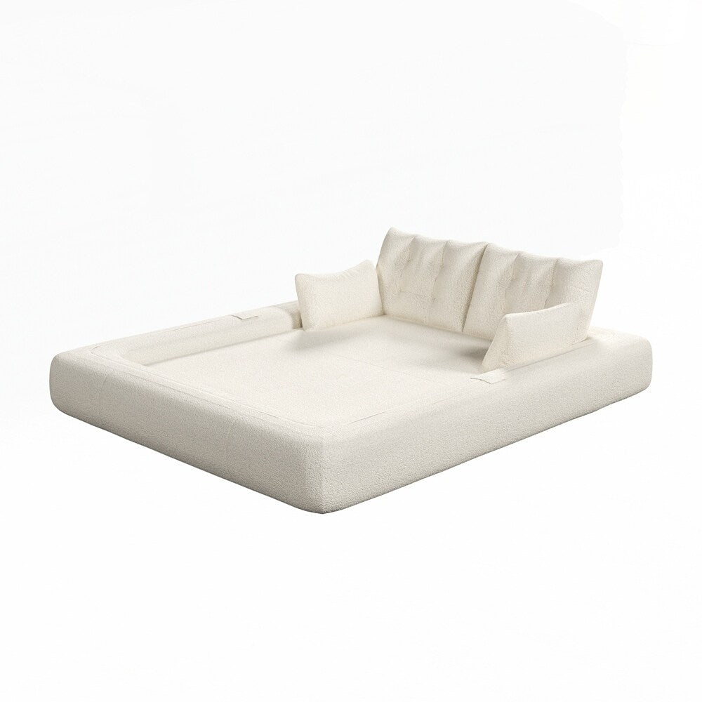 3-in-1 Teddy Fabric Foam-Filled Sleeper Sofa Bed