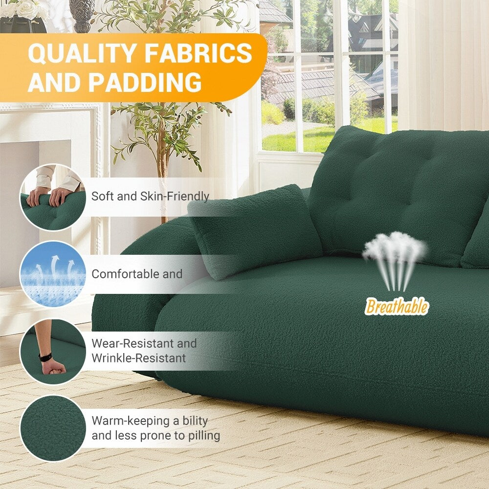 3-in-1 Teddy Fabric Foam-Filled Sleeper Sofa Bed
