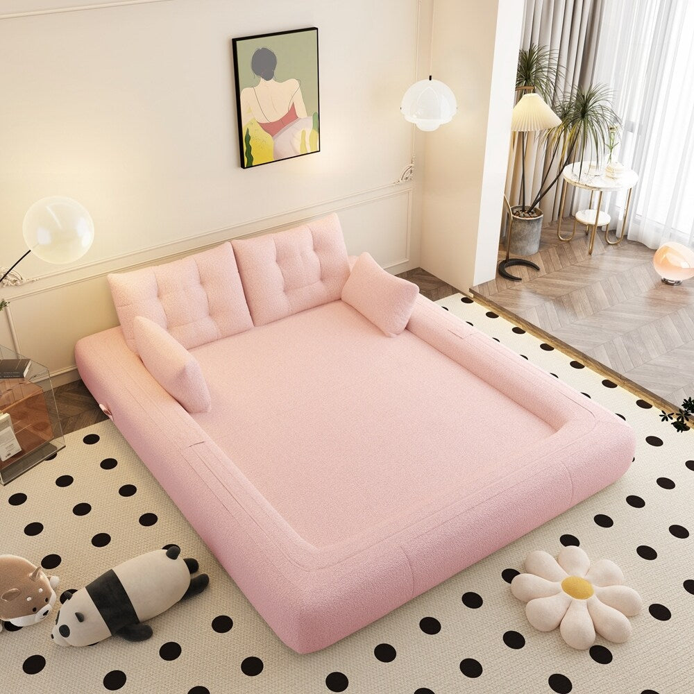 3-in-1 Teddy Fabric Foam-Filled Sleeper Sofa Bed
