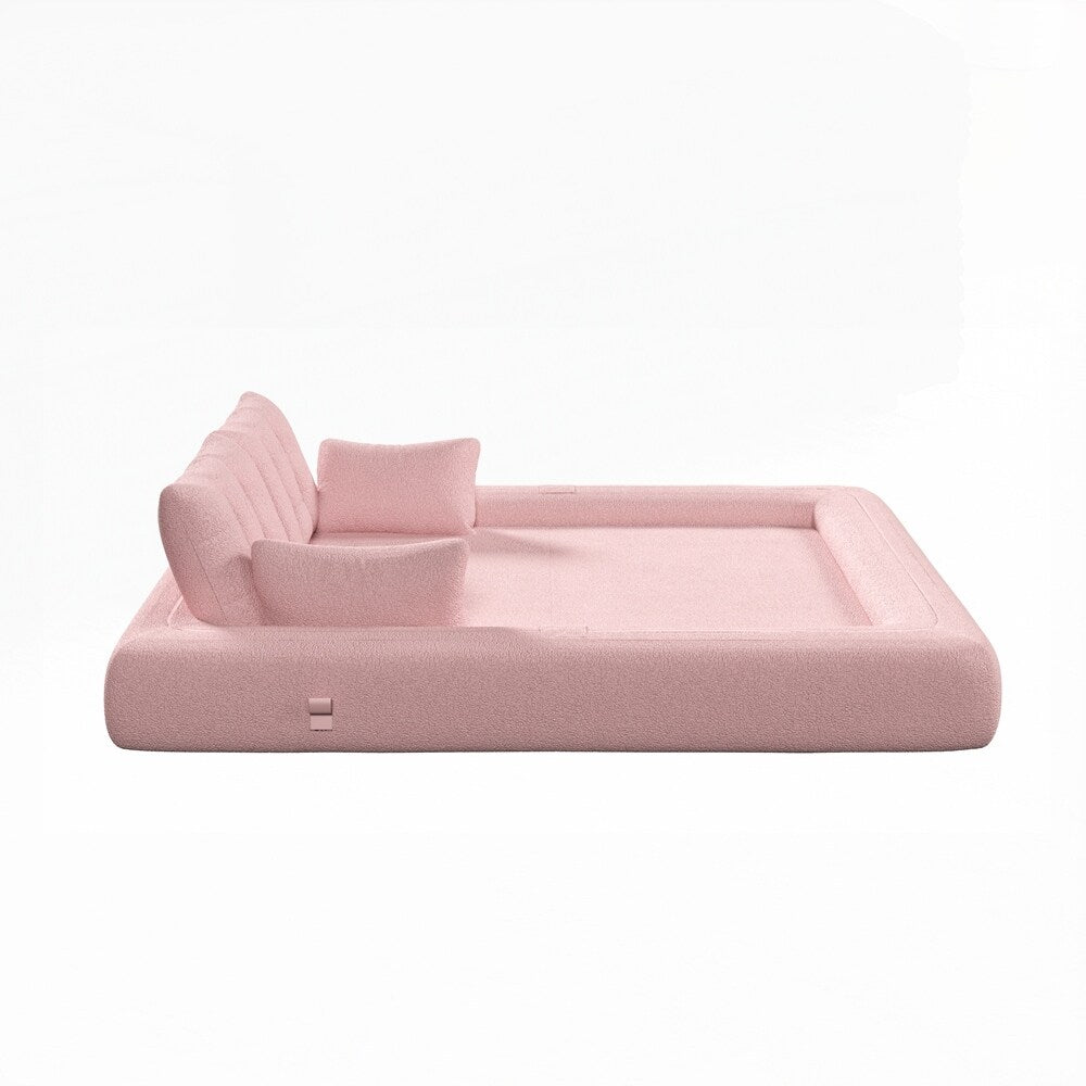3-in-1 Teddy Fabric Foam-Filled Sleeper Sofa Bed