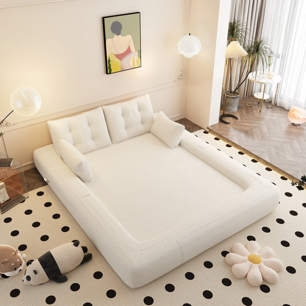 3-in-1 Teddy Fabric Foam-Filled Sleeper Sofa Bed