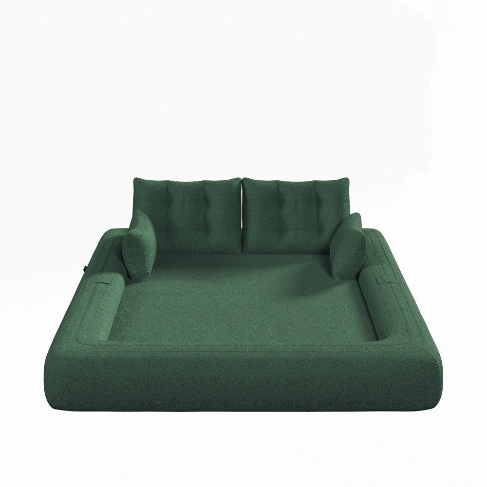 3-in-1 Teddy Fabric Foam-Filled Sleeper Sofa Bed