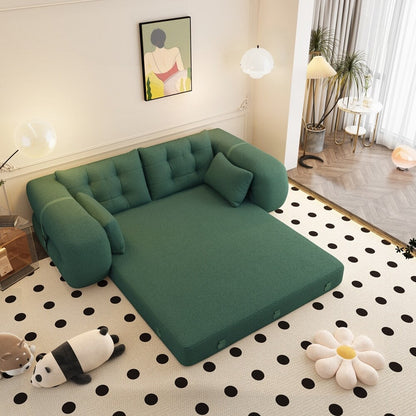 3-in-1 Teddy Fabric Foam-Filled Sleeper Sofa Bed