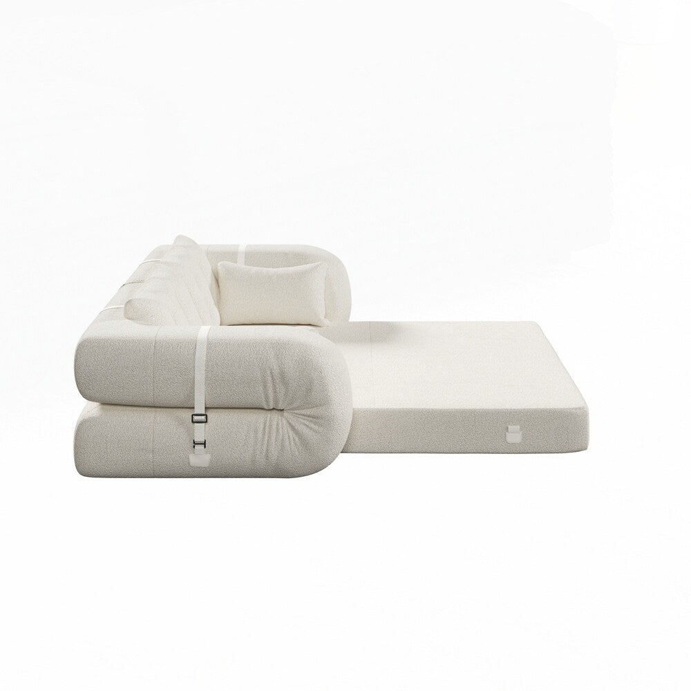 3-in-1 Teddy Fabric Foam-Filled Sleeper Sofa Bed