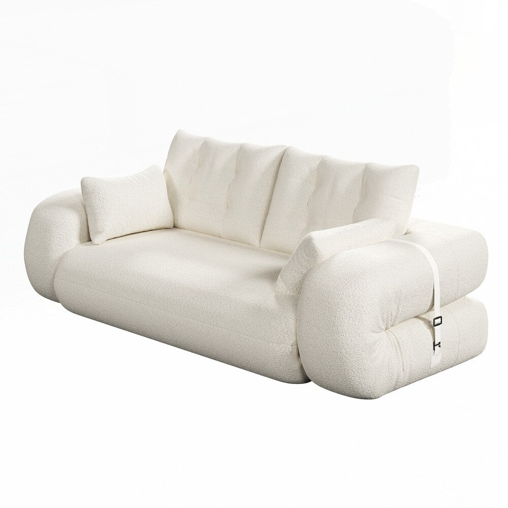 3-in-1 Teddy Fabric Foam-Filled Sleeper Sofa Bed