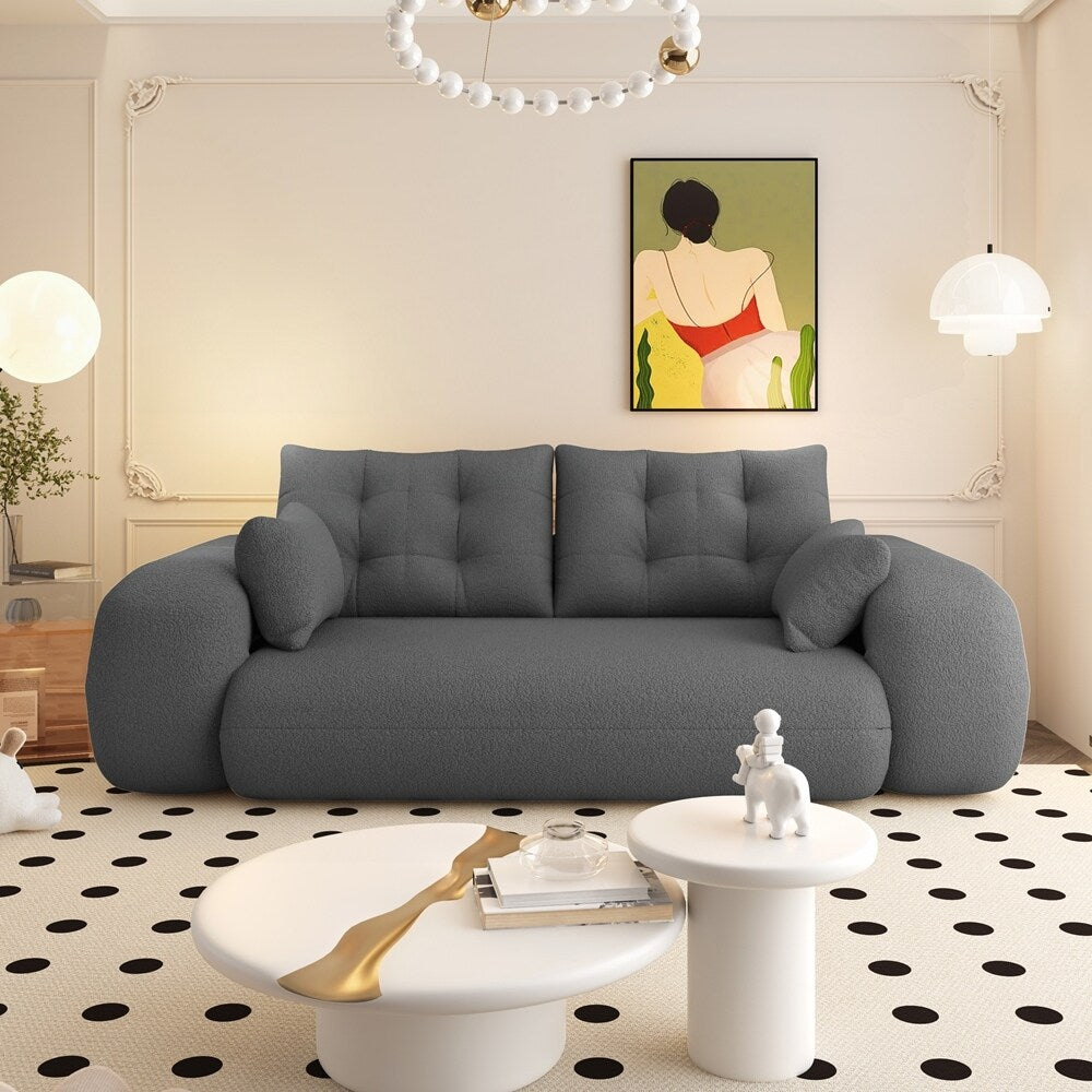 3-in-1 Teddy Fabric Foam-Filled Sleeper Sofa Bed