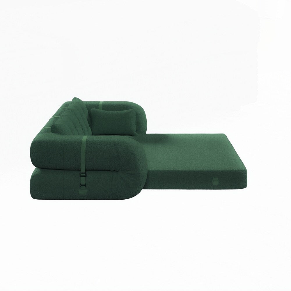 3-in-1 Teddy Fabric Foam-Filled Sleeper Sofa Bed